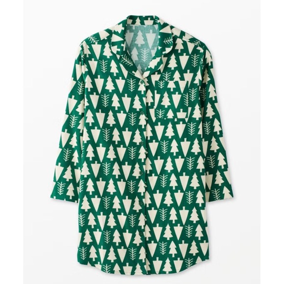 Hanna Andersson Womens Christmas Pajama Shirt Green Trees Size S - Picture 1 of 3